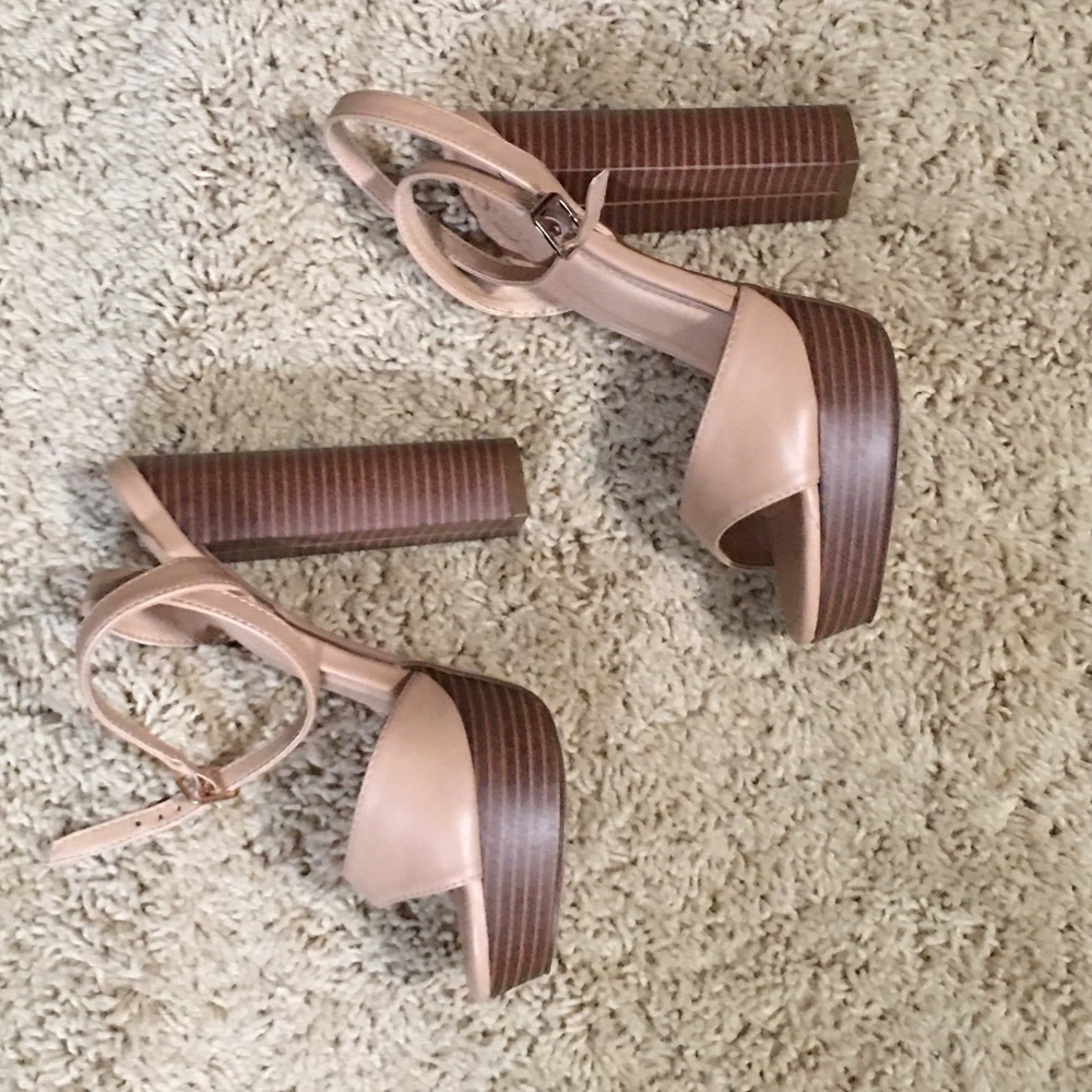 Double ankle wrap platform heels